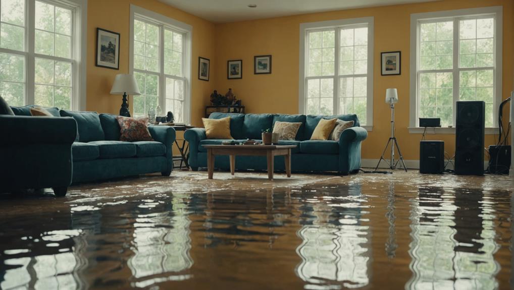 Water damage restoration technician extracting floodwater from a Green Bay, WI basement using truck-mounted equipment